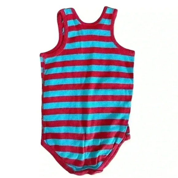 Vintage Hanna Andersson Sweden Red Blue Striped Tank One Piece Size 80 cm 2T - Picture 3 of 3